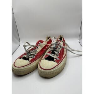 VTG Converse All Star Shoes Mens 6 Red Distressed USA Stars Stripe Flag Low Top